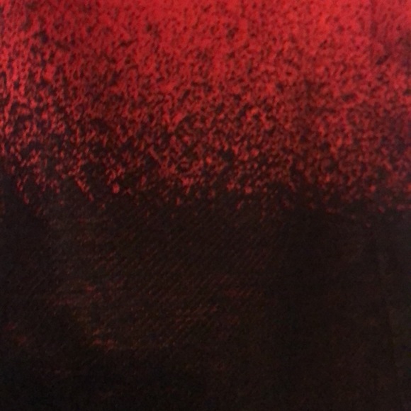 St. John red satin black wool accents midi dress and overcoat EUC size 8 - Picture 10 of 12